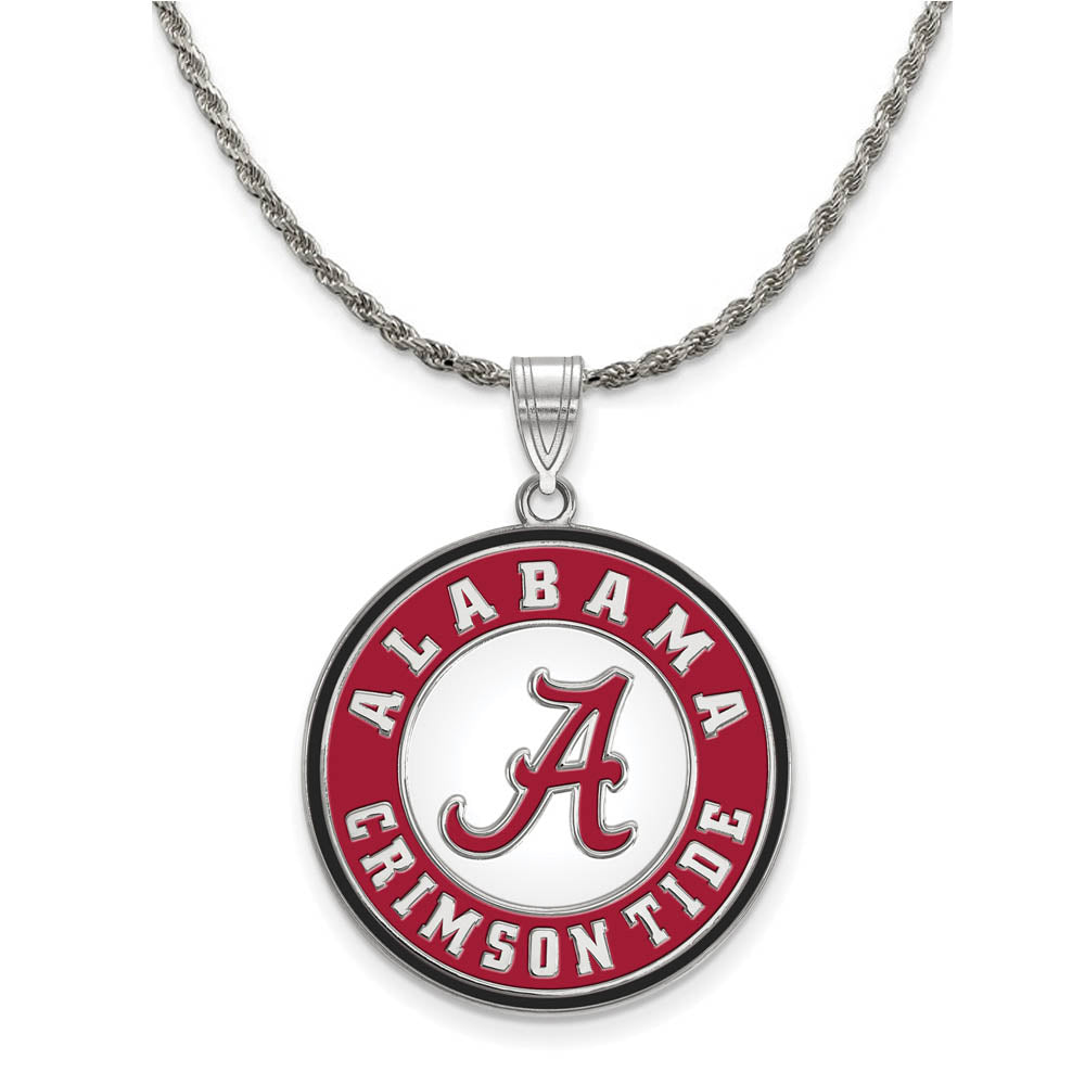 Sterling Silver U. of Alabama XL Enamel Pendant Necklace, Item N19166 by The Black Bow Jewelry Co.