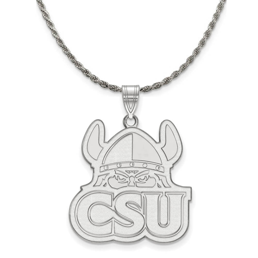 Sterling Silver Cleveland State XL Pendant Necklace, Item N19171 by The Black Bow Jewelry Co.