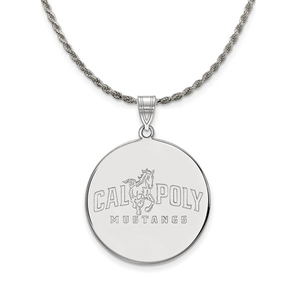 Sterling Silver California Polytech State XL Disc Necklace, Item N19172 by The Black Bow Jewelry Co.
