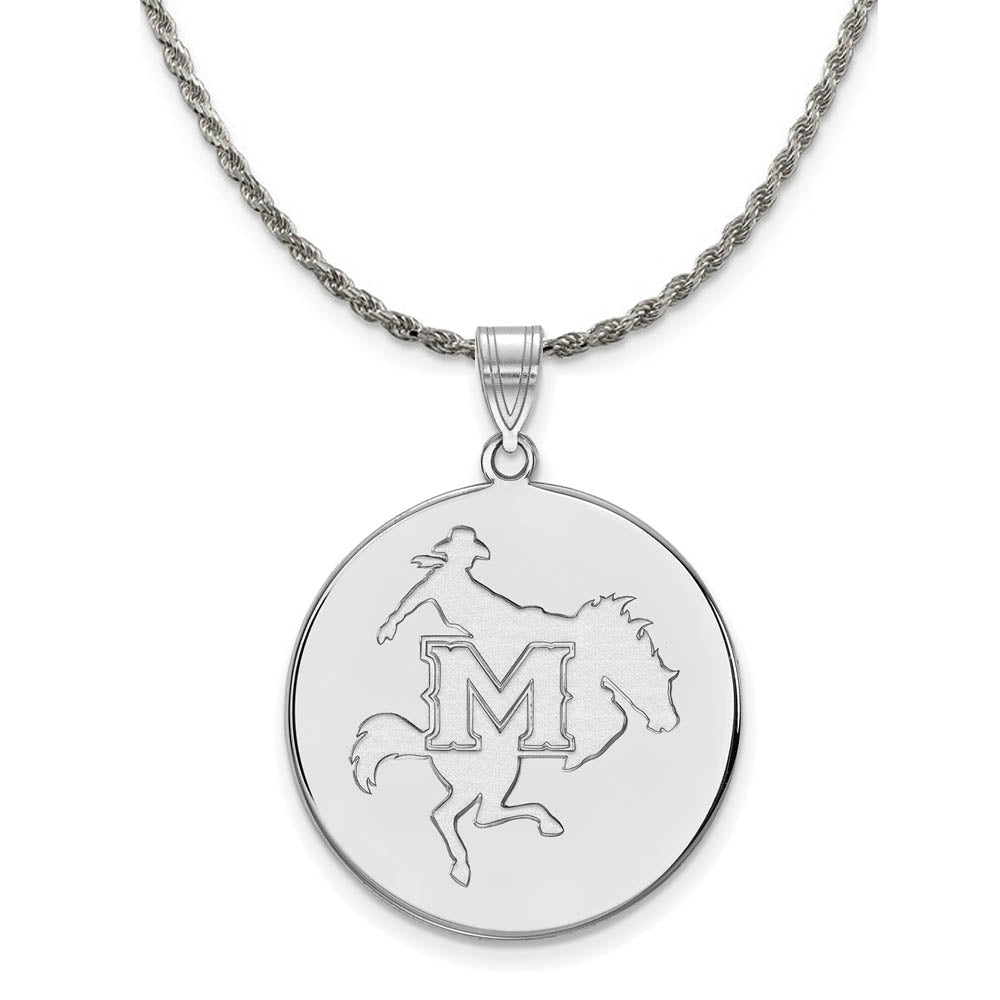 Sterling Silver McNeese State XL Disc Pendant Necklace, Item N19185 by The Black Bow Jewelry Co.