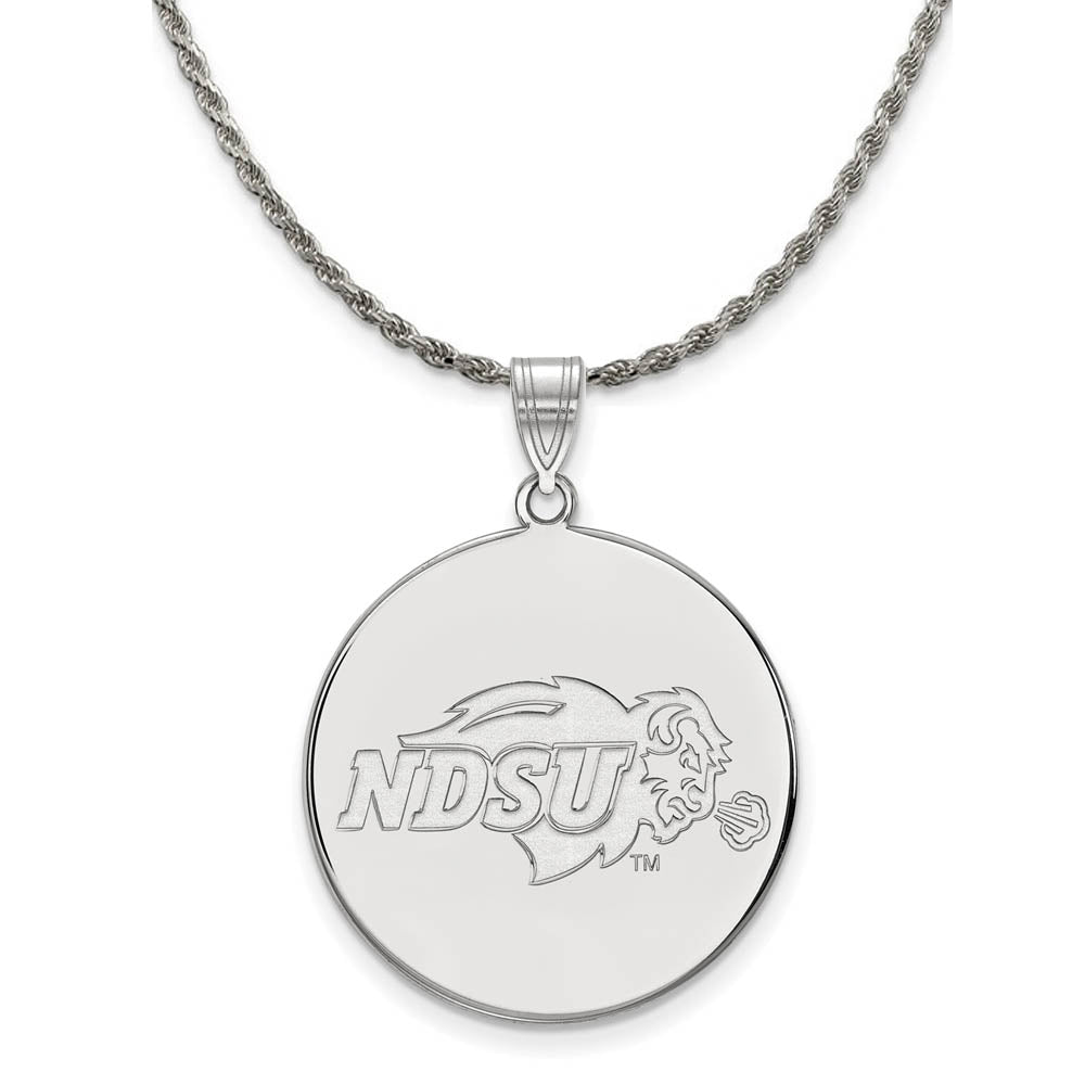 Sterling Silver North Dakota State XL Disc Pendant Necklace, Item N19190 by The Black Bow Jewelry Co.