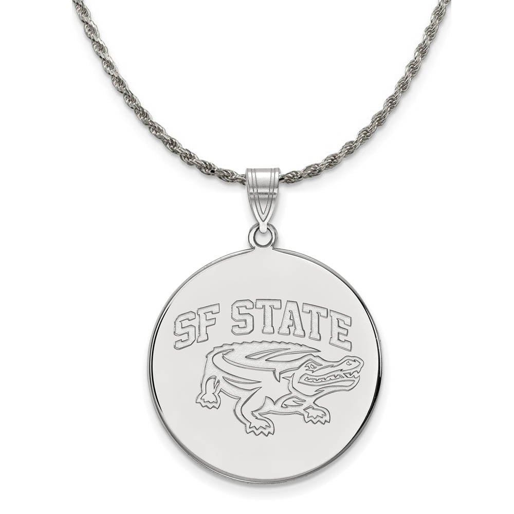 Sterling Silver San Francisco State XL Disc Pendant Necklace, Item N19197 by The Black Bow Jewelry Co.