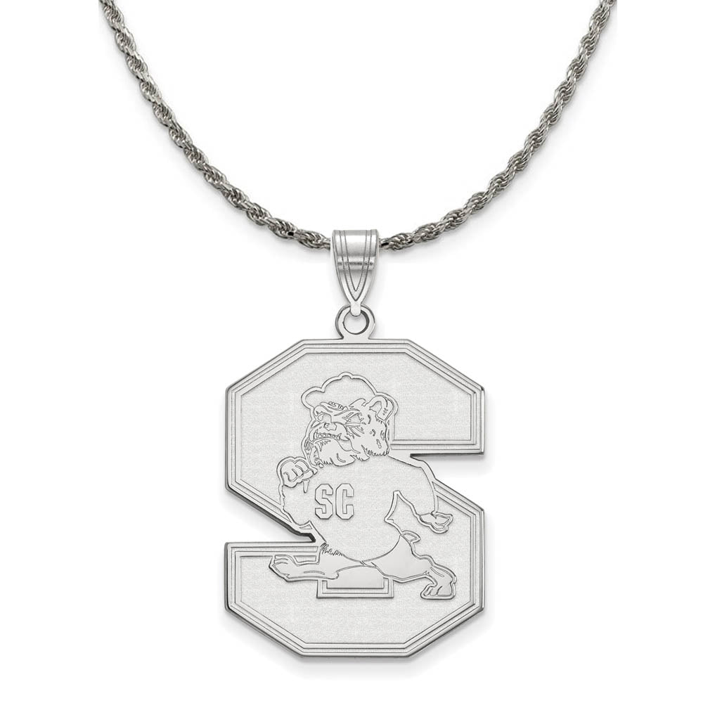 Sterling Silver South Carolina State XL Pendant Necklace, Item N19200 by The Black Bow Jewelry Co.