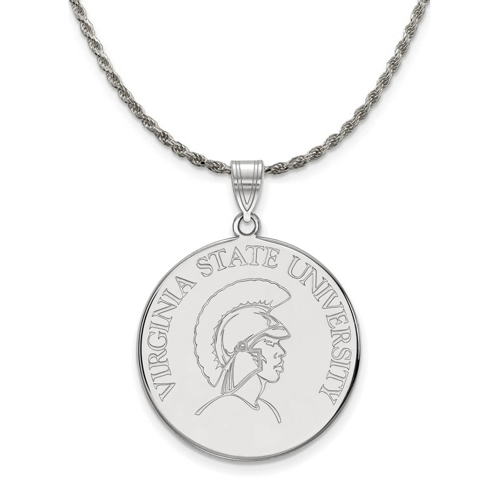 Sterling Silver Virginia State XL Disc Pendant Necklace, Item N19216 by The Black Bow Jewelry Co.