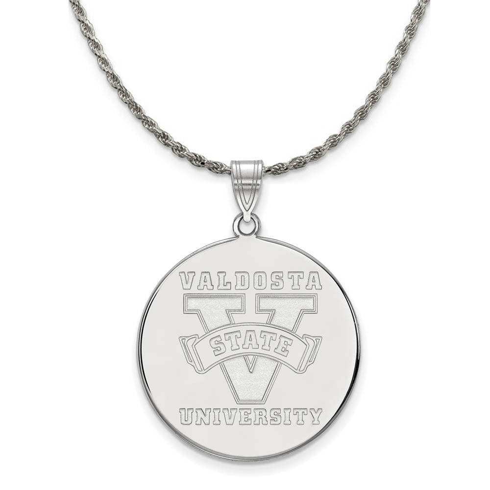 Sterling Silver Valdosta State XL Disc Pendant Necklace, Item N19217 by The Black Bow Jewelry Co.
