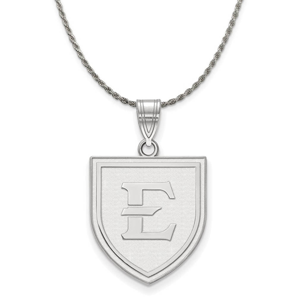 Sterling Silver East Tennessee State XL Pendant Necklace, Item N19219 by The Black Bow Jewelry Co.