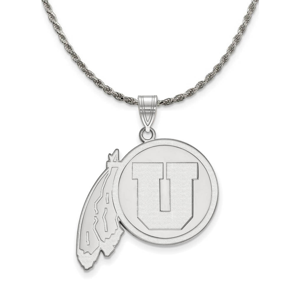 Sterling Silver U. of Utah XL Pendant Necklace, Item N19233 by The Black Bow Jewelry Co.