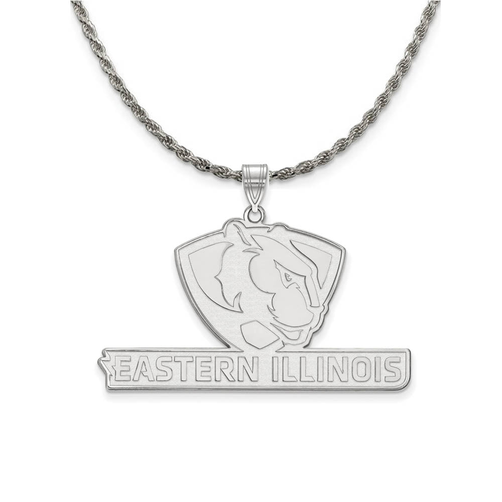 Sterling Silver Eastern Illinois U XL Pendant Necklace, Item N19235 by The Black Bow Jewelry Co.