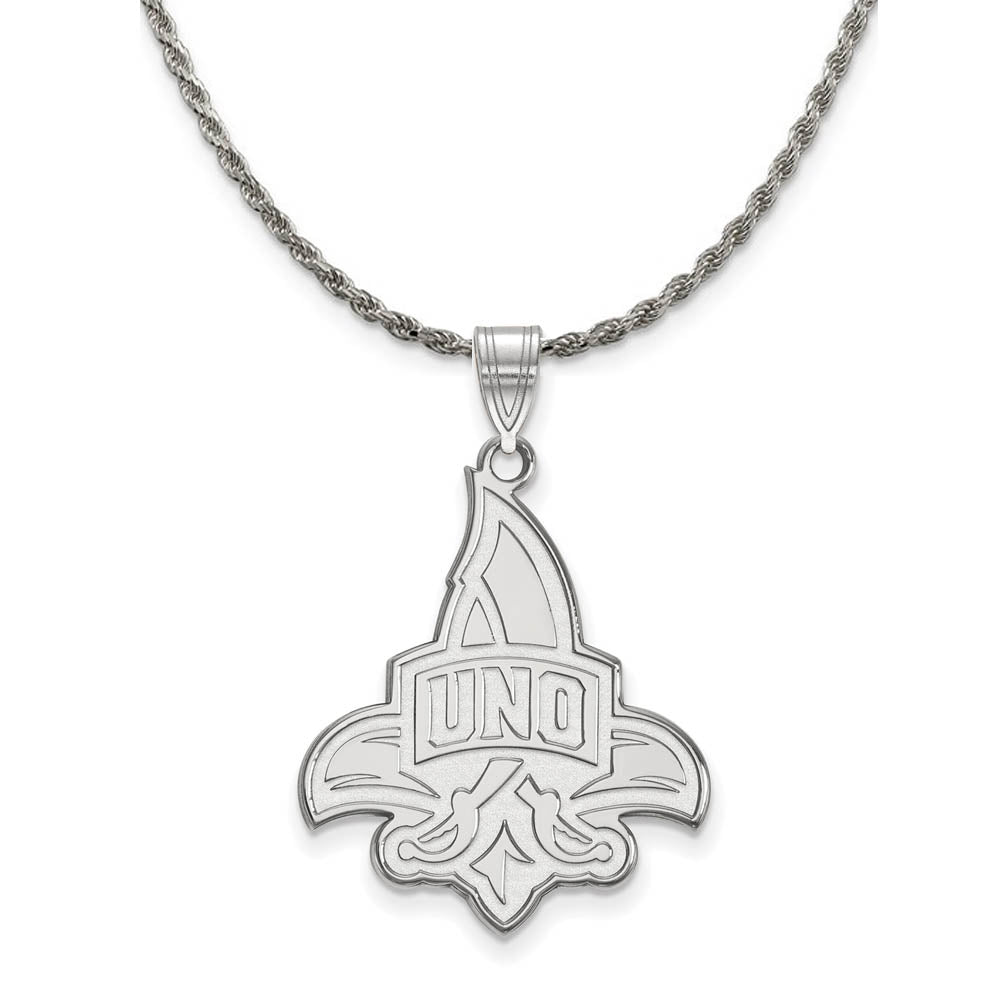 Sterling Silver U. of New Orleans XL Pendant Necklace, Item N19240 by The Black Bow Jewelry Co.