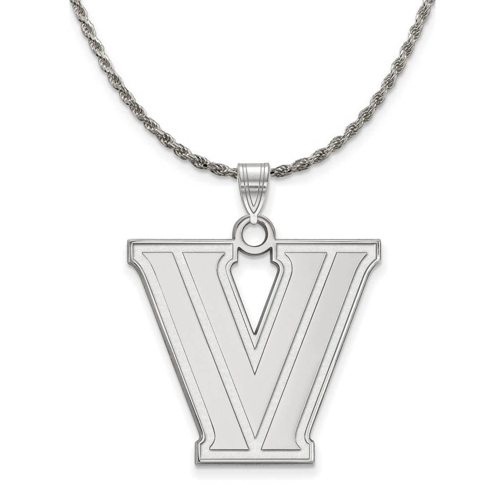 Sterling Silver Villanova U. XL 'V' Pendant Necklace, Item N19243 by The Black Bow Jewelry Co.