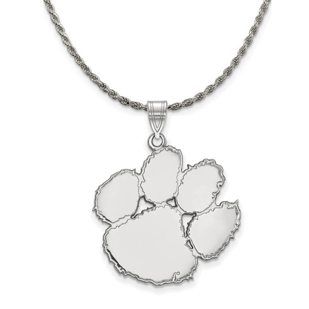 Sterling Silver Clemson U XL Pendant Necklace, Item N19247 by The Black Bow Jewelry Co.