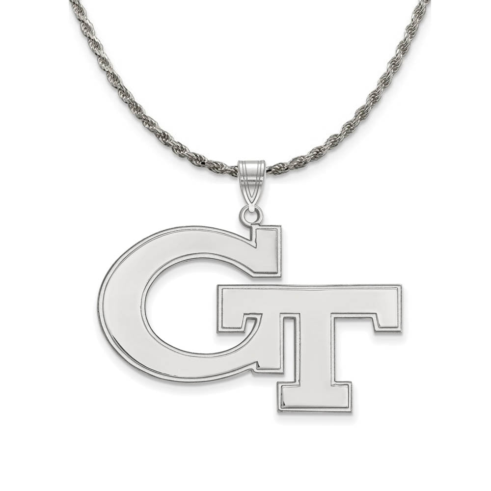 Sterling Silver Georgia Technology XL Pendant Necklace, Item N19250 by The Black Bow Jewelry Co.