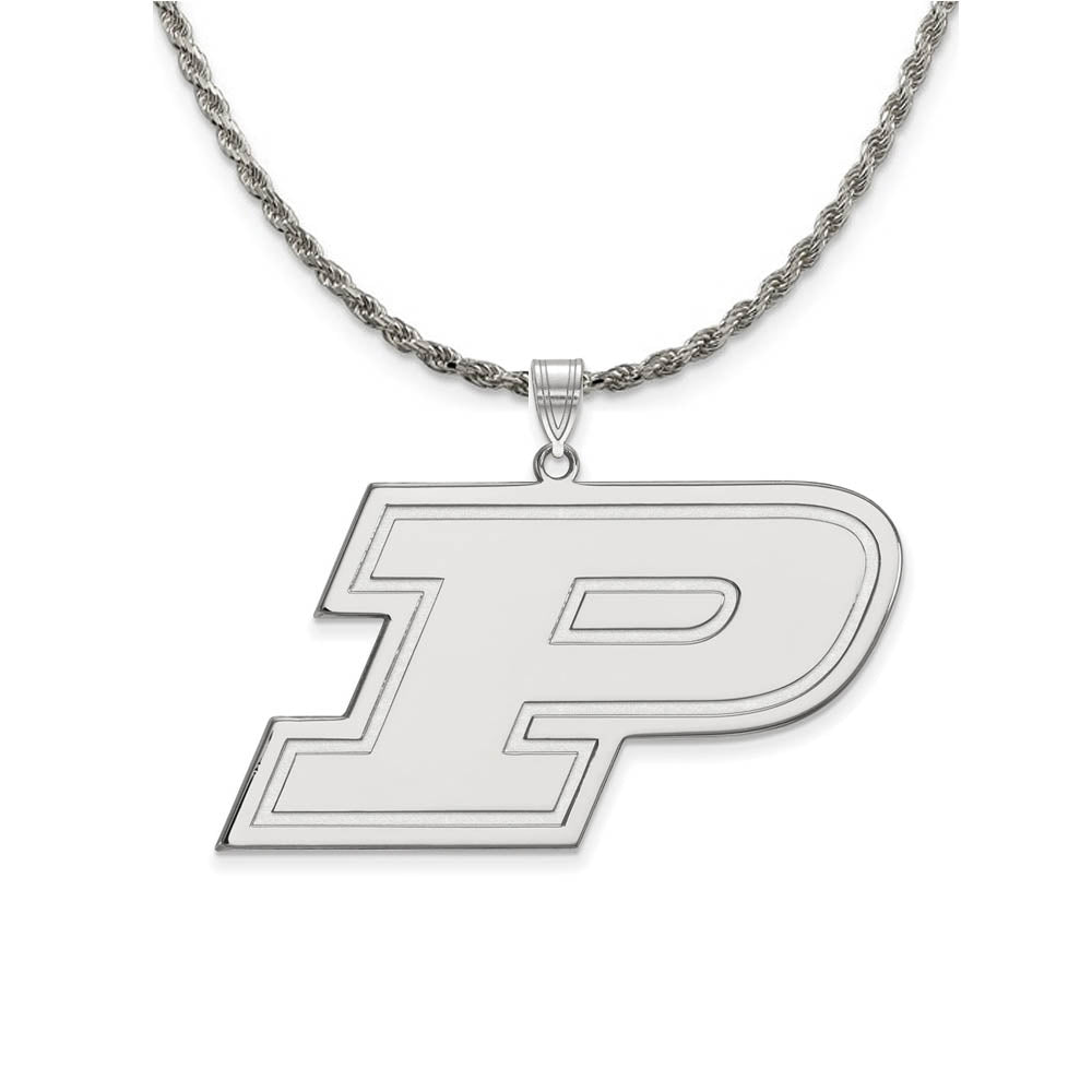 Sterling Silver Purdue XL Initial P Necklace, Item N19258 by The Black Bow Jewelry Co.