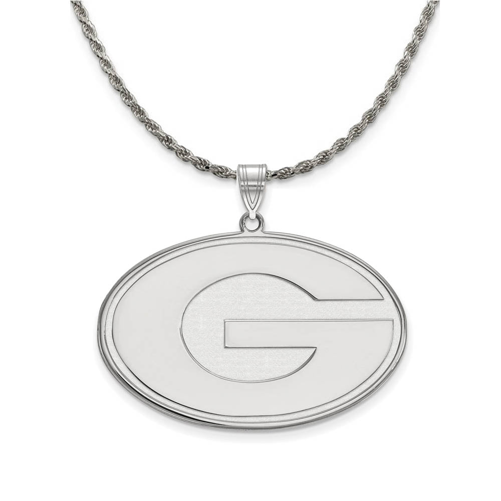 Sterling Silver U. of Georgia XL Pendant Necklace, Item N19263 by The Black Bow Jewelry Co.
