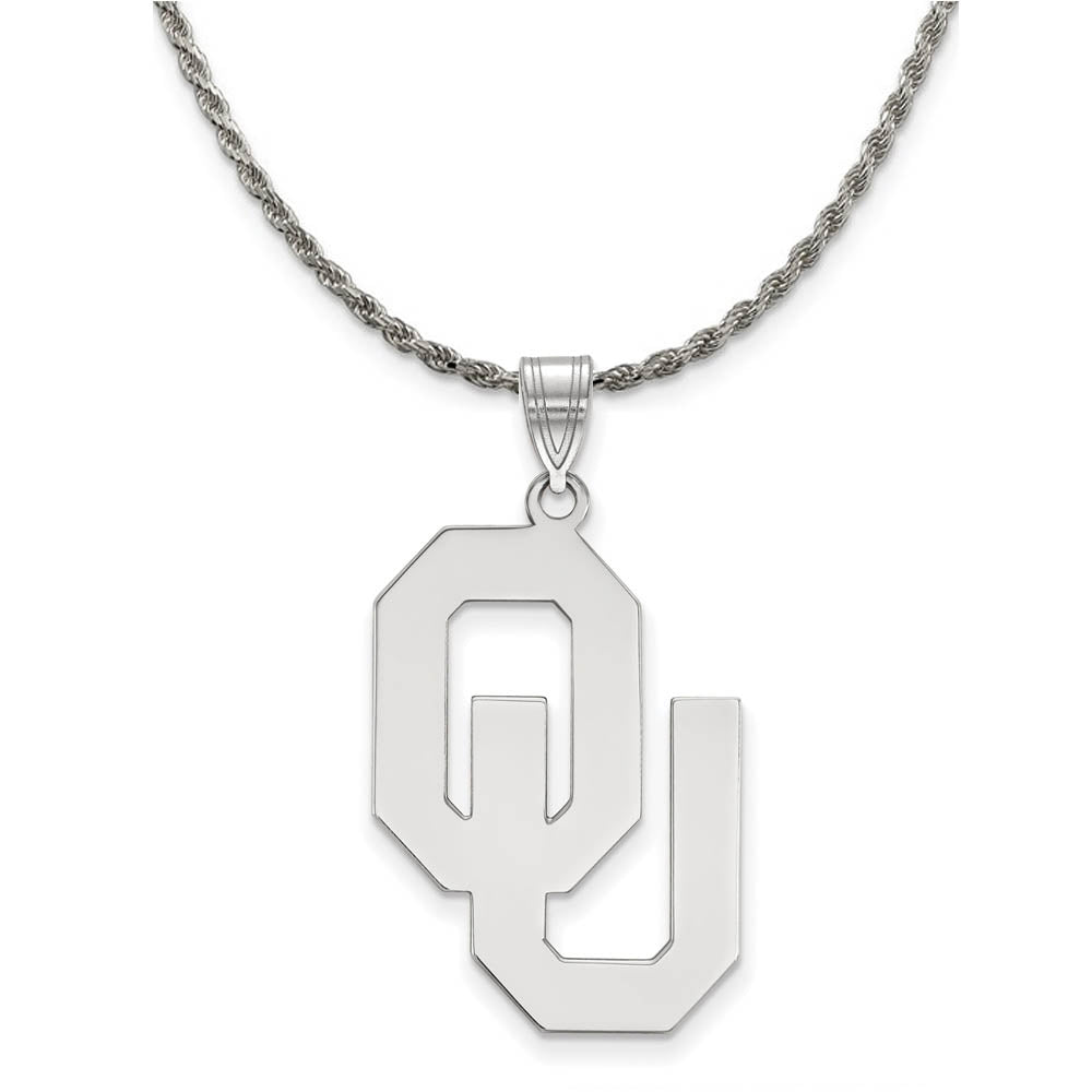 Sterling Silver U. of Oklahoma XL Pendant Necklace, Item N19272 by The Black Bow Jewelry Co.