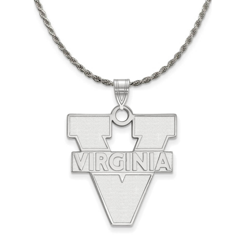 Sterling Silver U. of Virginia XL 'V' Logo Necklace, Item N19276 by The Black Bow Jewelry Co.