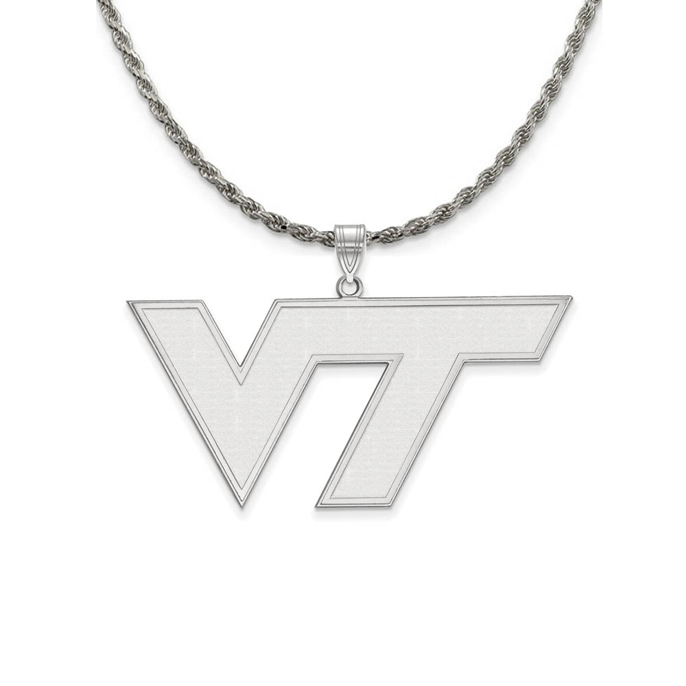 Sterling Silver Virginia Tech XL Pendant Necklace, Item N19279 by The Black Bow Jewelry Co.