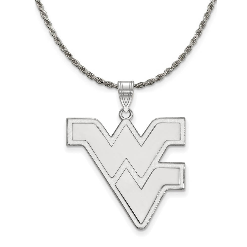 Sterling Silver West Virginia U. XL Pendant Necklace, Item N19281 by The Black Bow Jewelry Co.