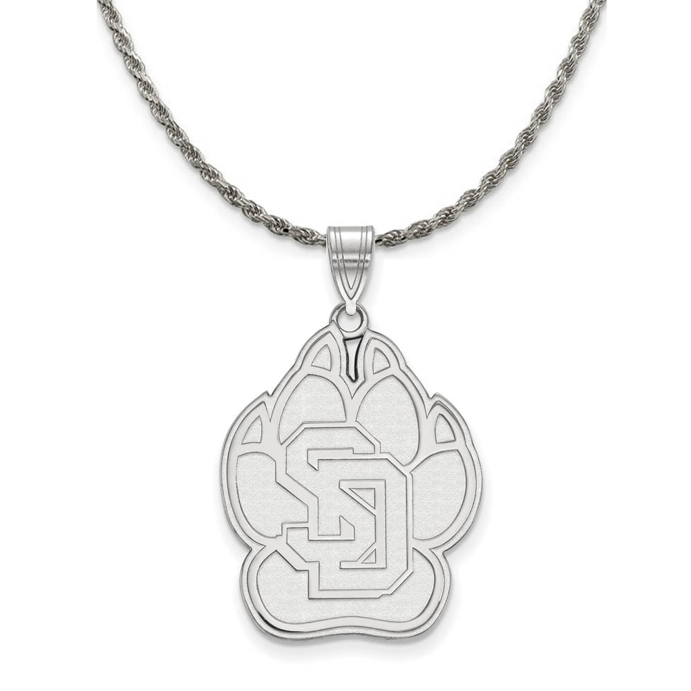 Sterling Silver South Dakota XL Logo Pendant Necklace, Item N19283 by The Black Bow Jewelry Co.