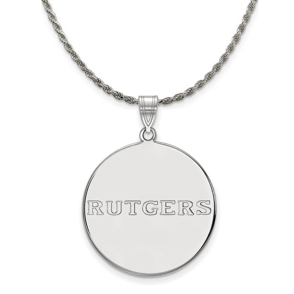 Sterling Silver Rutgers XL Disc Pendant Necklace, Item N19300 by The Black Bow Jewelry Co.