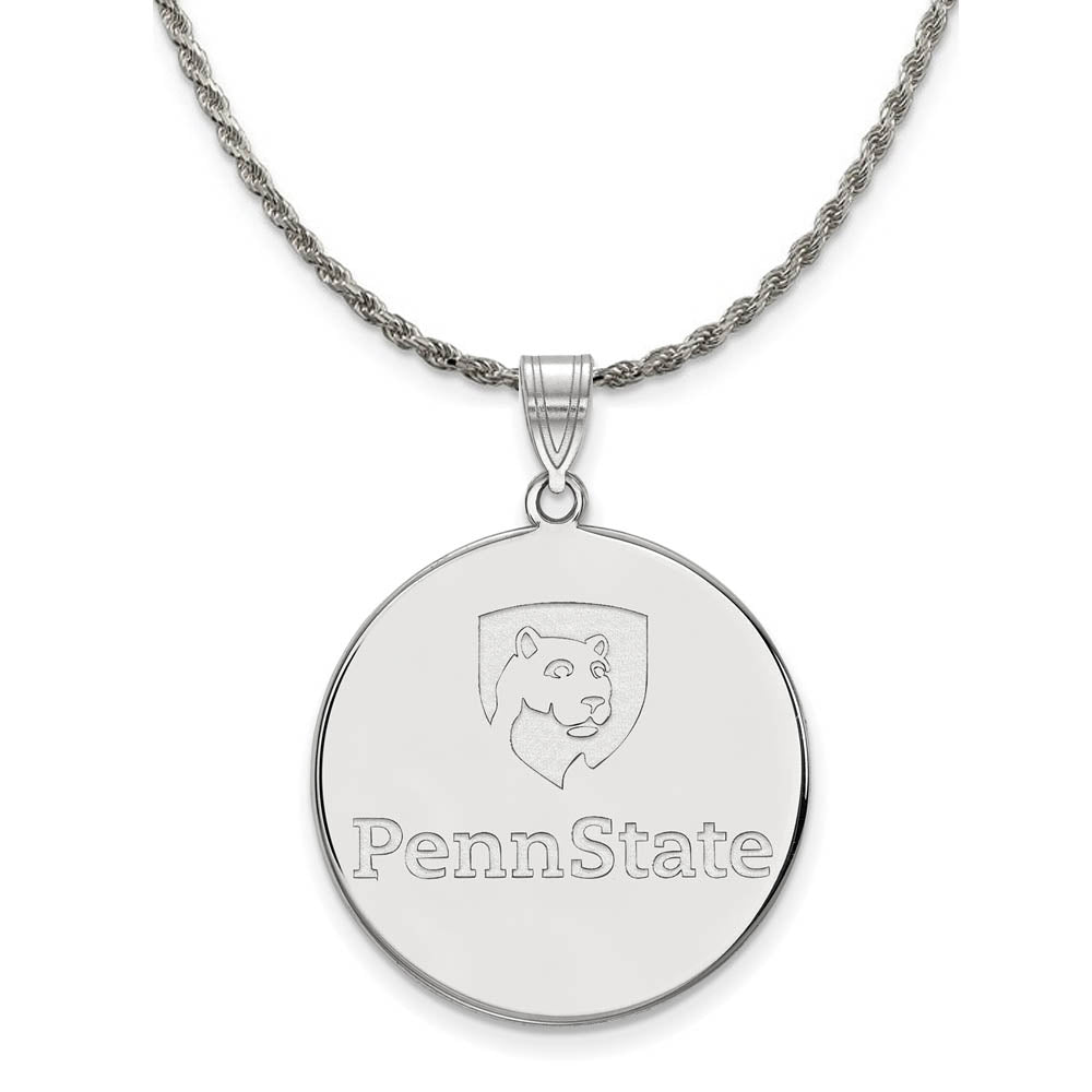 Sterling Silver Penn State XL Disc Pendant Necklace, Item N19316 by The Black Bow Jewelry Co.