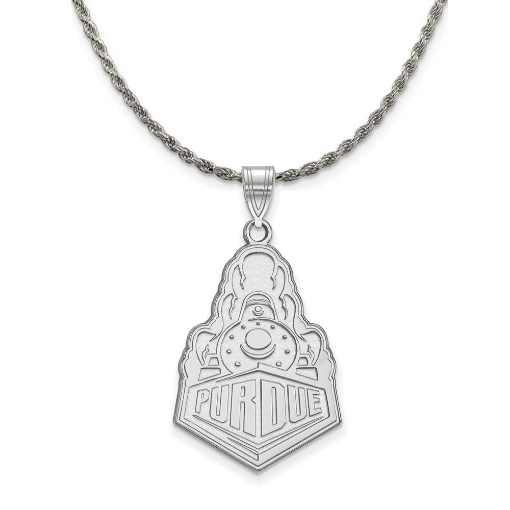 Sterling Silver Purdue XL Logo Pendant Necklace, Item N19317 by The Black Bow Jewelry Co.