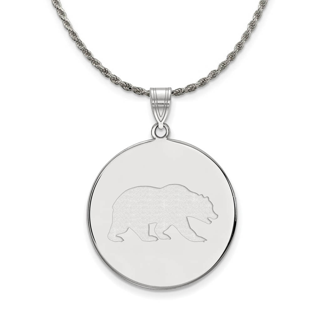 Sterling Silver California Berkeley XL Logo Disc Necklace, Item N19330 by The Black Bow Jewelry Co.