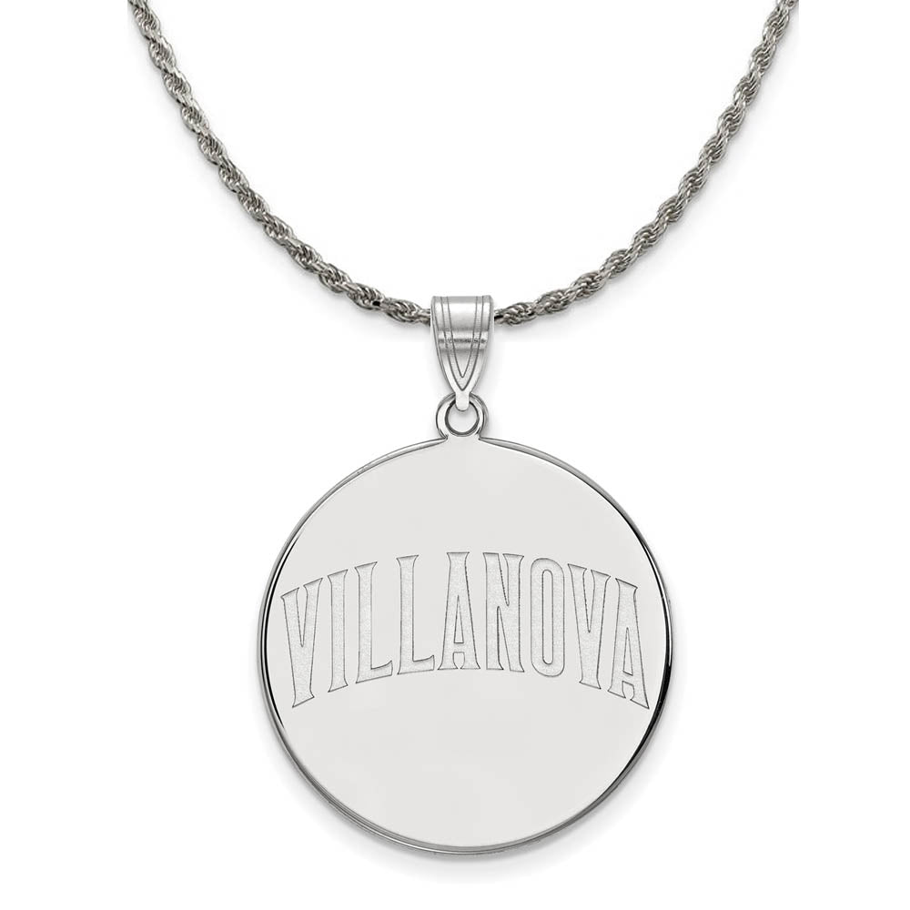 Sterling Silver Villanova U. XL Disc Pendant Necklace, Item N19335 by The Black Bow Jewelry Co.