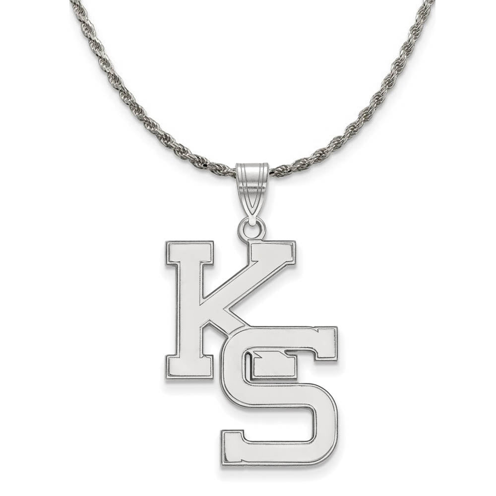 Sterling Silver Kansas State XL Pendant Necklace, Item N19337 by The Black Bow Jewelry Co.