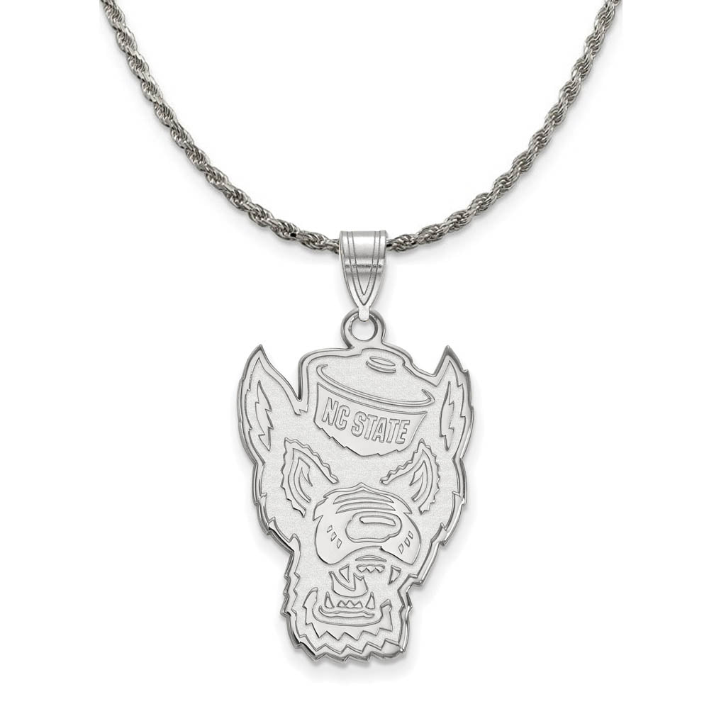 Sterling Silver North Carolina XL Logo Pendant Necklace, Item N19341 by The Black Bow Jewelry Co.