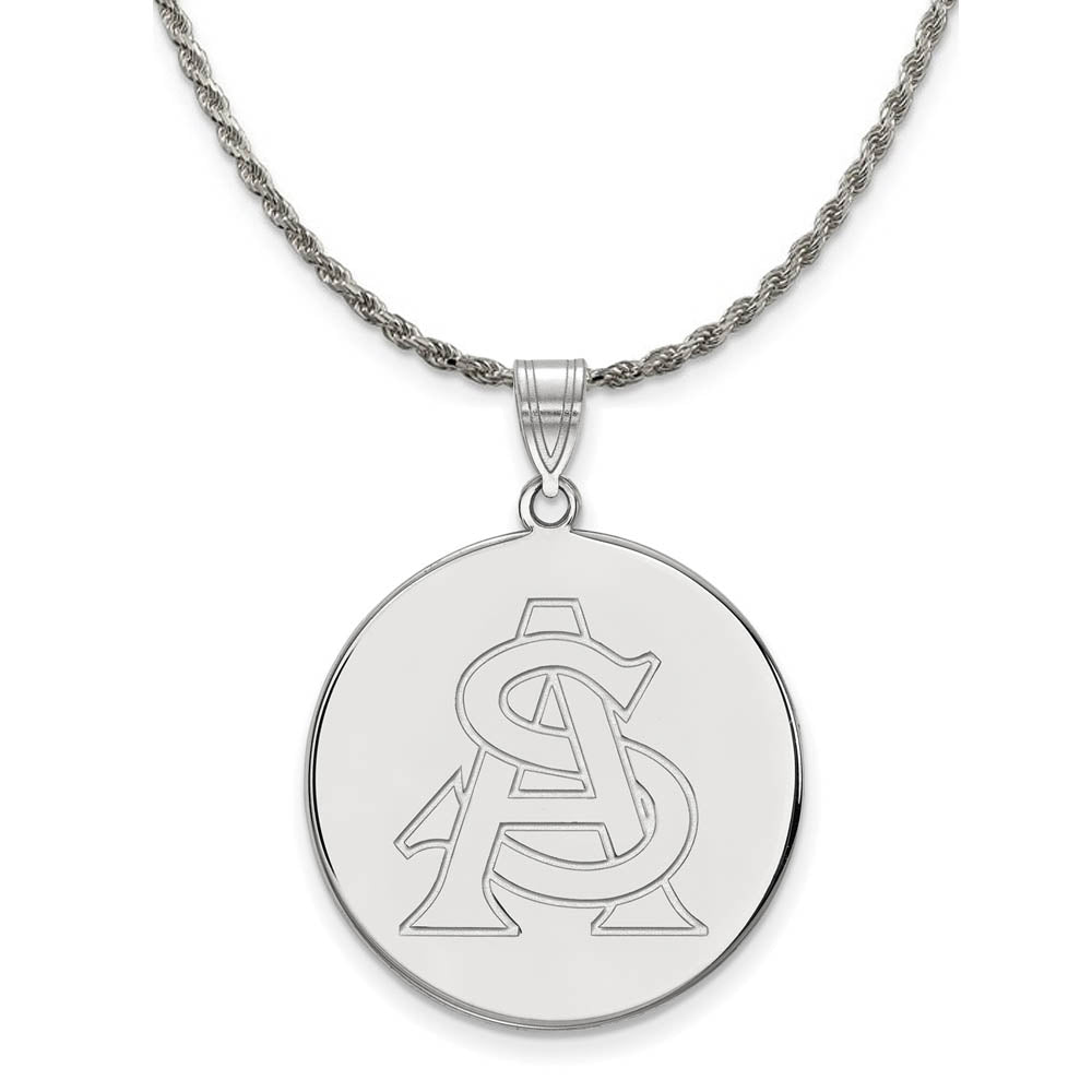 Sterling Silver Arizona State XL Disc Pendant Necklace, Item N19349 by The Black Bow Jewelry Co.