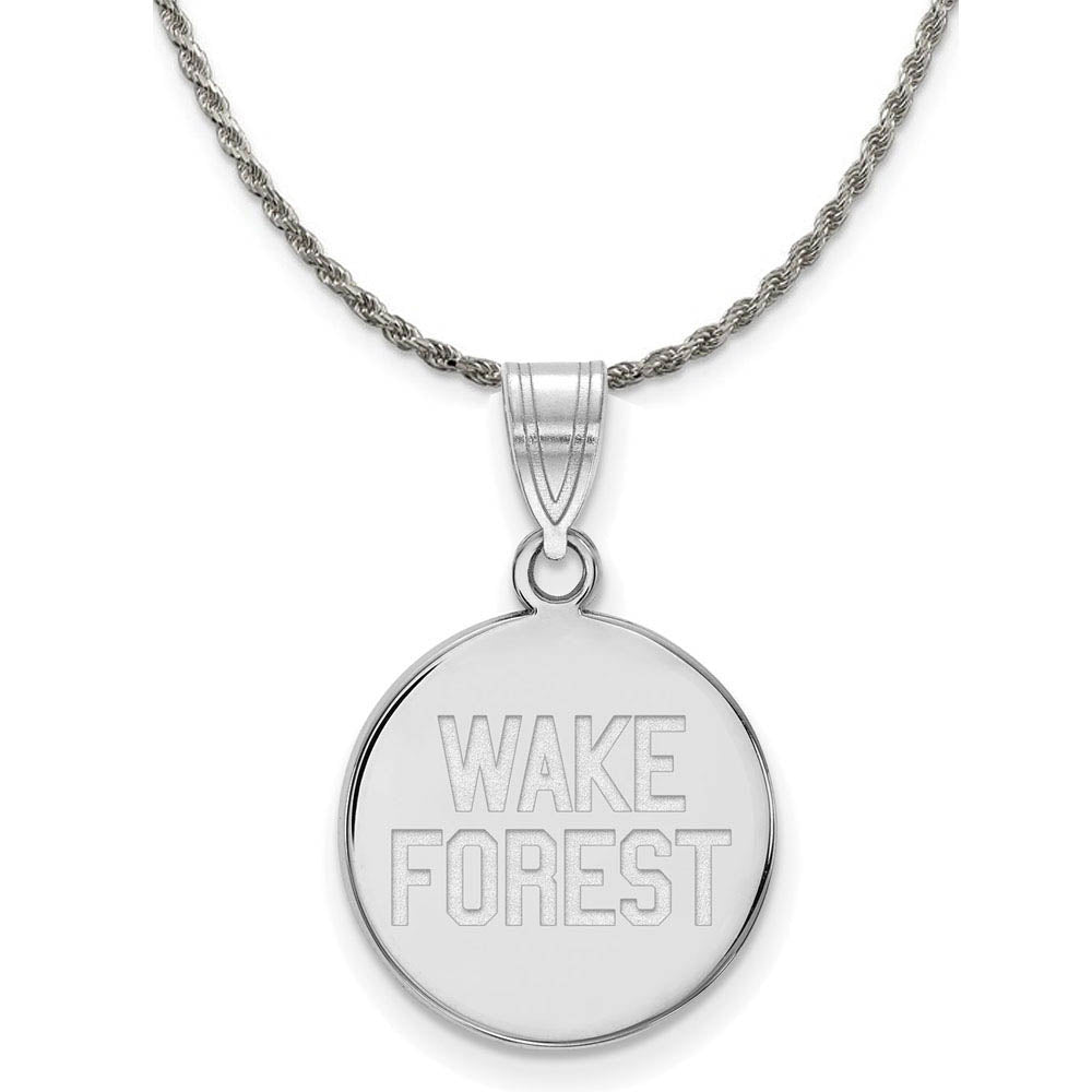 Sterling Silver Wake Forest U. XL Disc Pendant Necklace, Item N19371 by The Black Bow Jewelry Co.