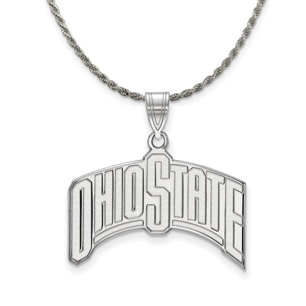 Sterling Silver Ohio State XL Pendant Necklace, Item N19373 by The Black Bow Jewelry Co.