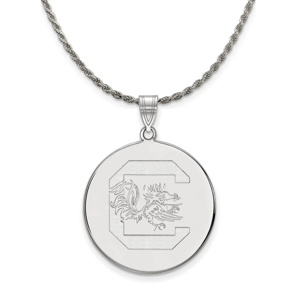 Sterling Silver South Carolina XL Disc Pendant Necklace, Item N19375 by The Black Bow Jewelry Co.