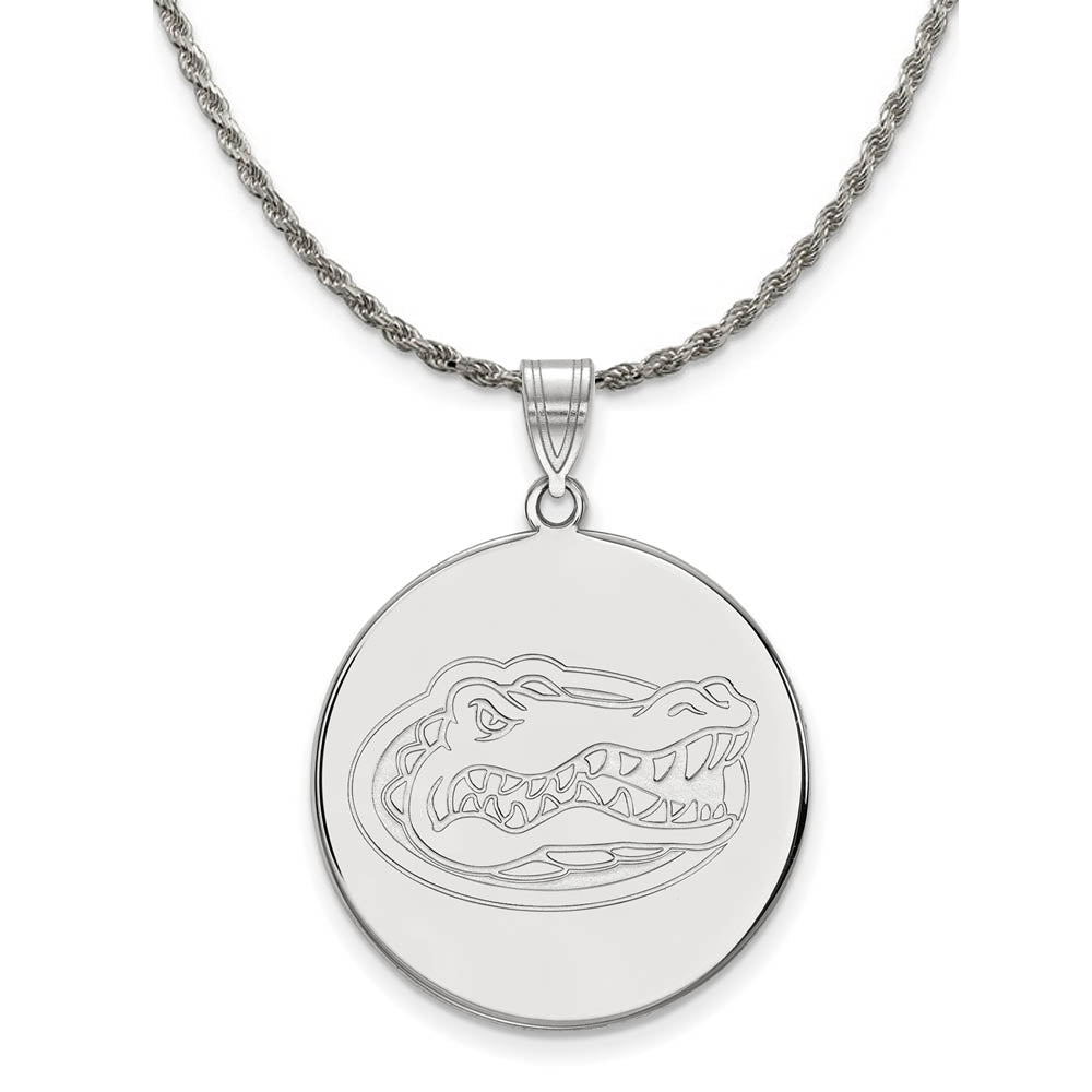 Sterling Silver U. of Florida XL Logo Disc Necklace, Item N19384 by The Black Bow Jewelry Co.