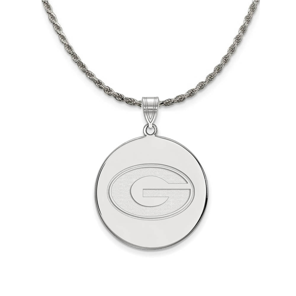 Sterling Silver U. of Georgia XL Logo Disc Necklace, Item N19386 by The Black Bow Jewelry Co.