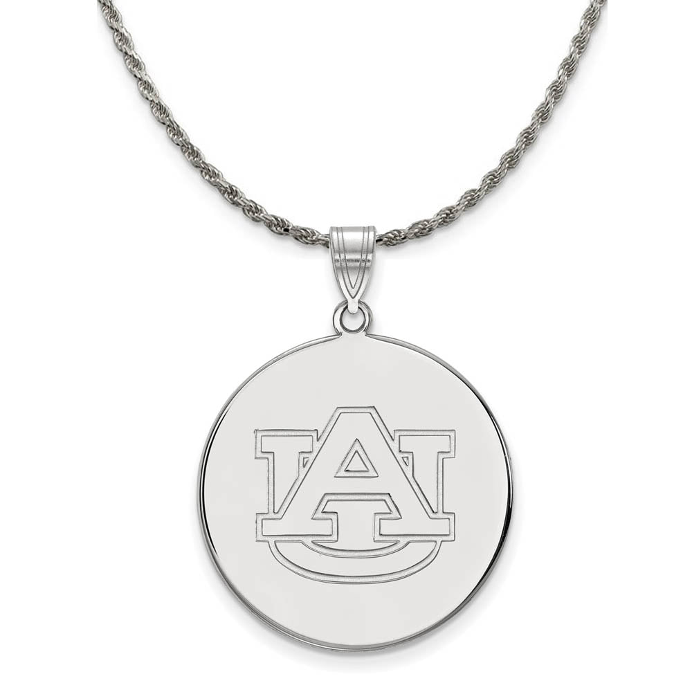 Sterling Silver Auburn U XL Disc Pendant Necklace, Item N19388 by The Black Bow Jewelry Co.
