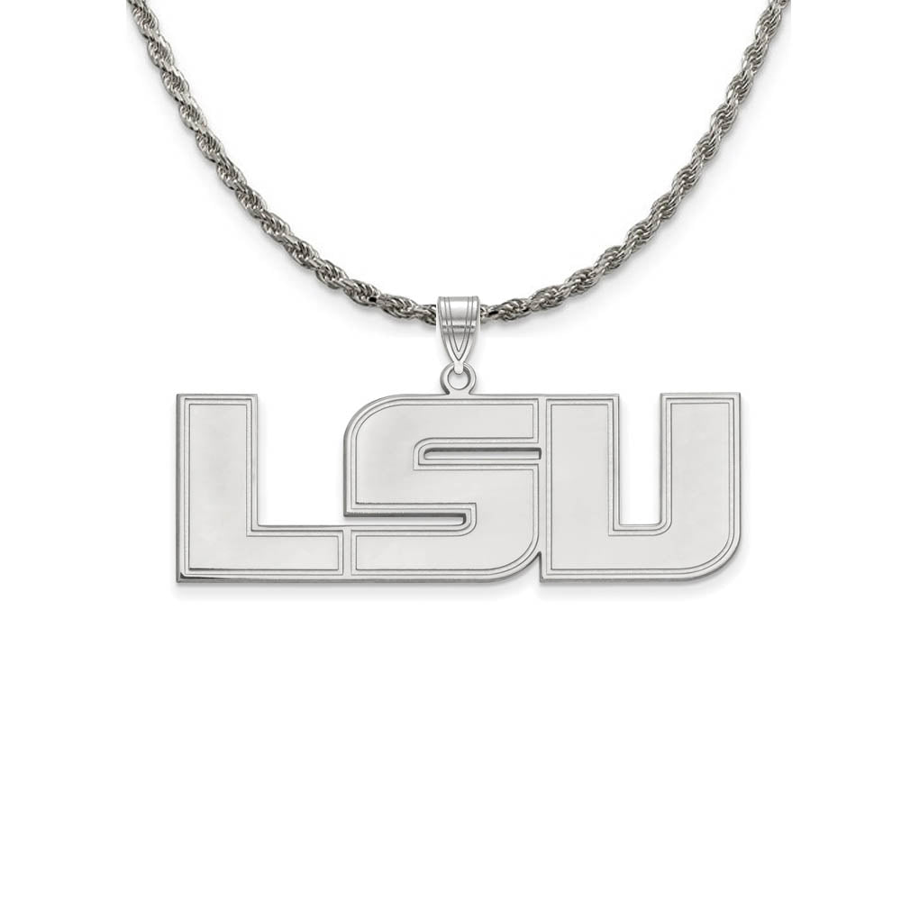 Sterling Silver Louisiana State XL Pendant Necklace, Item N19391 by The Black Bow Jewelry Co.
