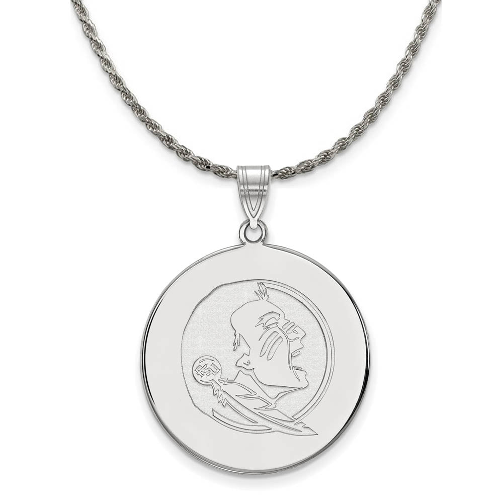 Sterling Silver Florida State XL Disc Pendant Necklace, Item N19394 by The Black Bow Jewelry Co.