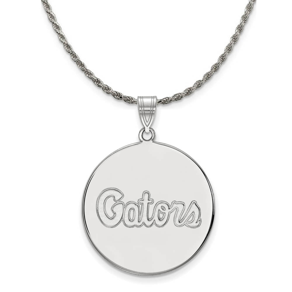 Sterling Silver U. of Florida XL Disc Pendant Necklace, Item N19395 by The Black Bow Jewelry Co.