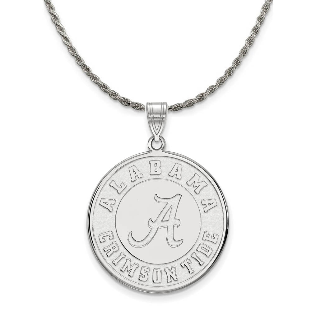 Sterling Silver U. of Alabama XL Disc Pendant Necklace, Item N19397 by The Black Bow Jewelry Co.