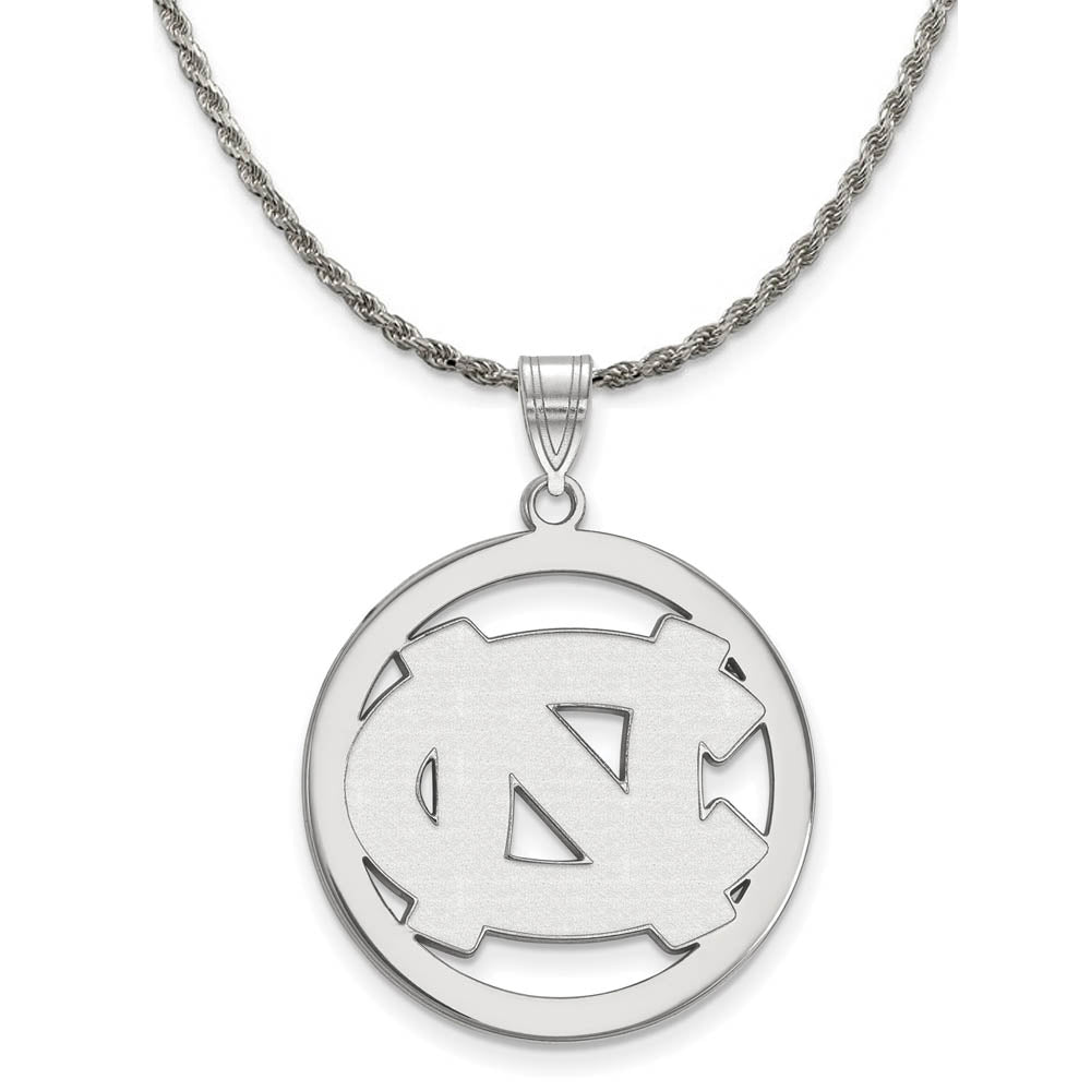 Sterling Silver North Carolina Large Circle Pendant Necklace, Item N19408 by The Black Bow Jewelry Co.
