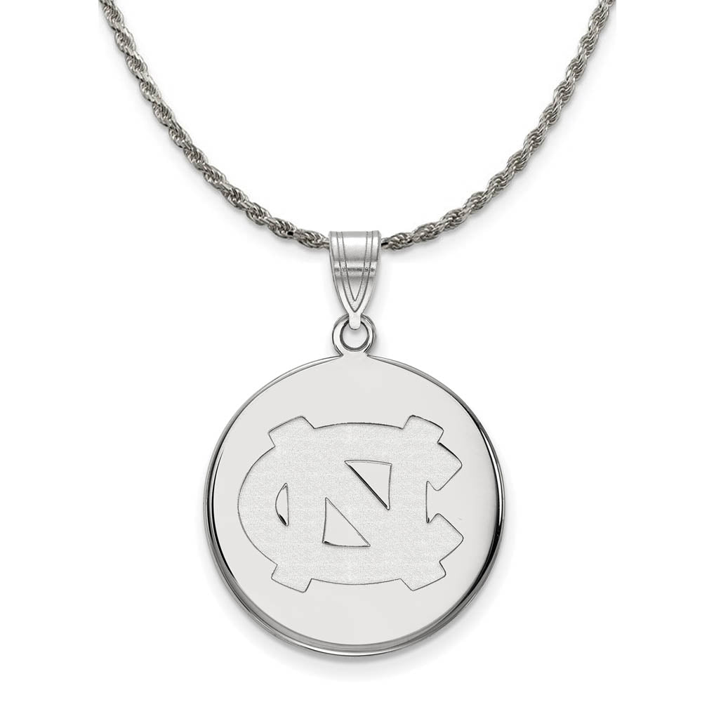 Sterling Silver North Carolina Large Disc Pendant Necklace, Item N19410 by The Black Bow Jewelry Co.