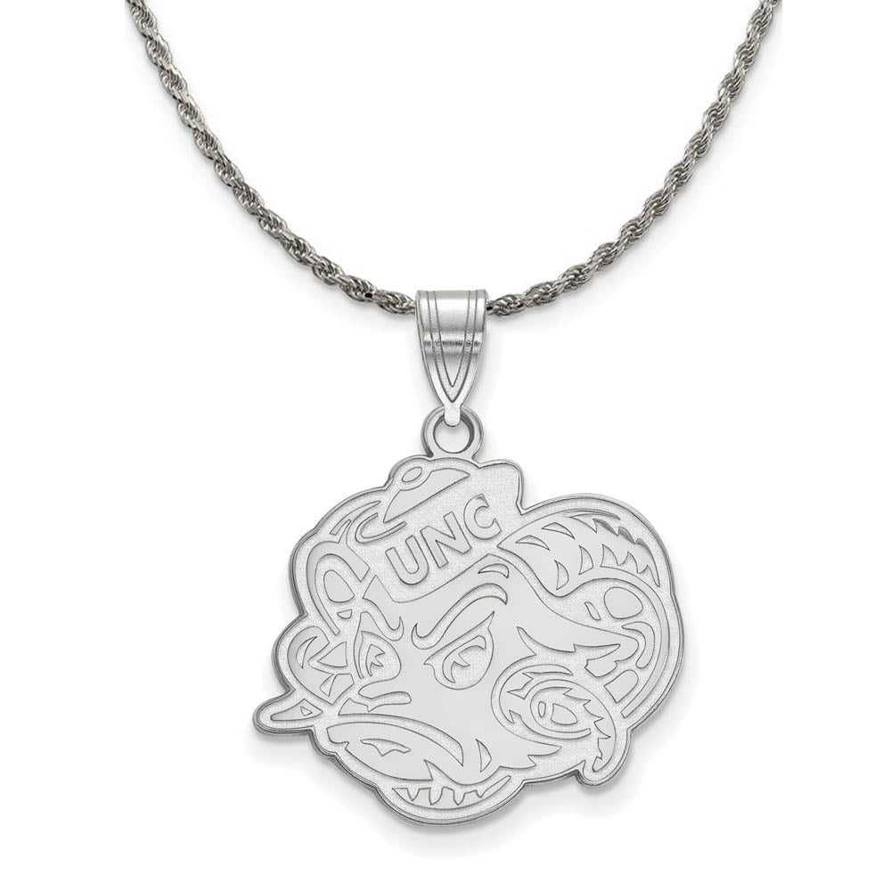 Sterling Silver North Carolina Large Logo Pendant Necklace, Item N19416 by The Black Bow Jewelry Co.