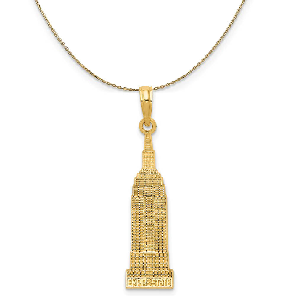 14k Yellow Gold Satin Empire State Building Necklace, Item N19421 by The Black Bow Jewelry Co.