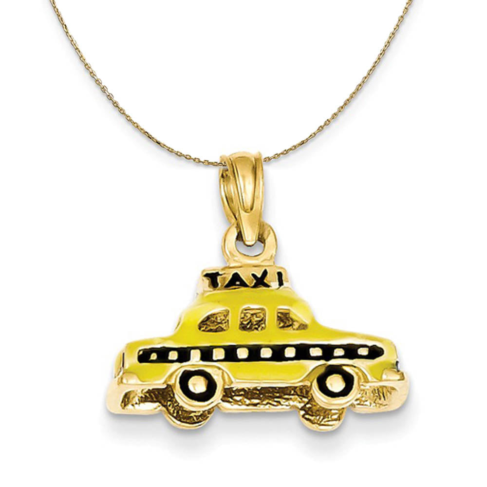 14k Yellow Gold Yellow Enameled Taxi Necklace, Item N19423 by The Black Bow Jewelry Co.