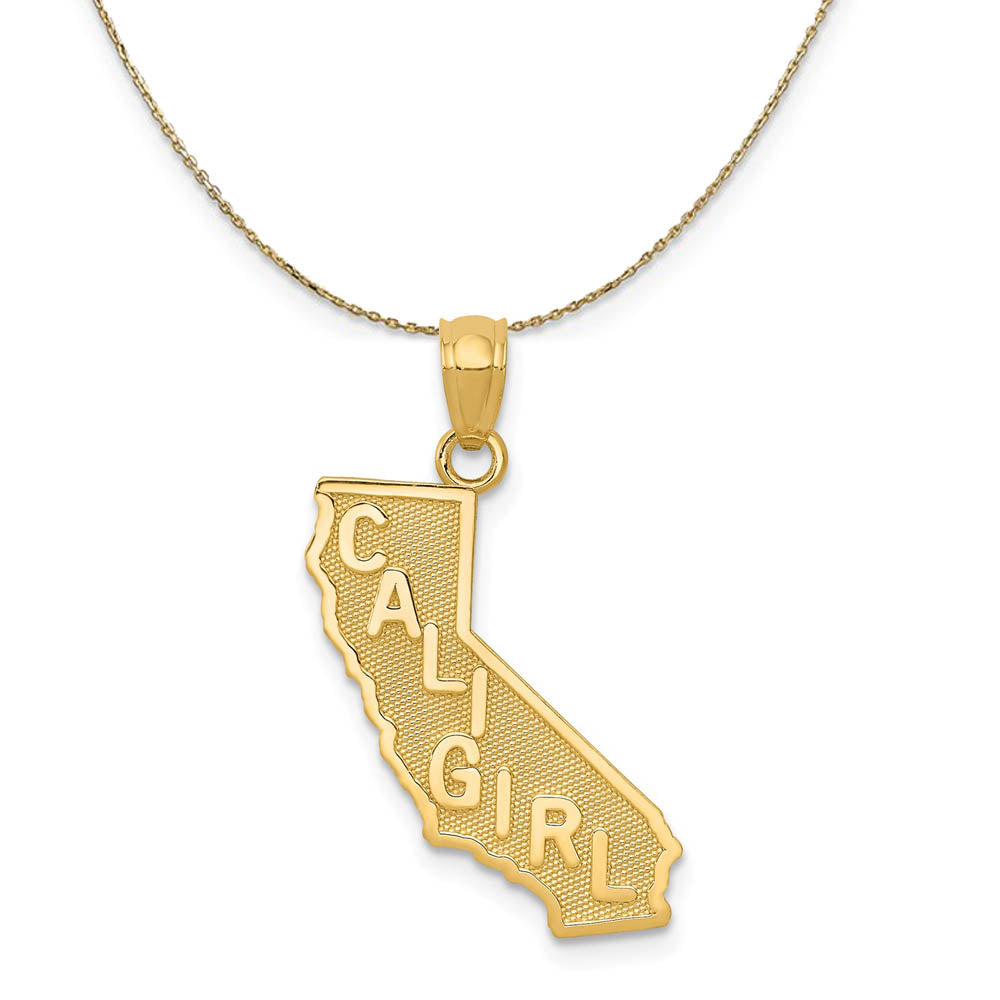 14k Yellow Gold Cali Girl State Necklace, Item N19434 by The Black Bow Jewelry Co.