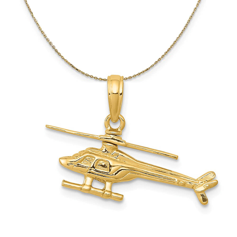 14k Yellow Gold Helicopter Necklace, Item N19454 by The Black Bow Jewelry Co.