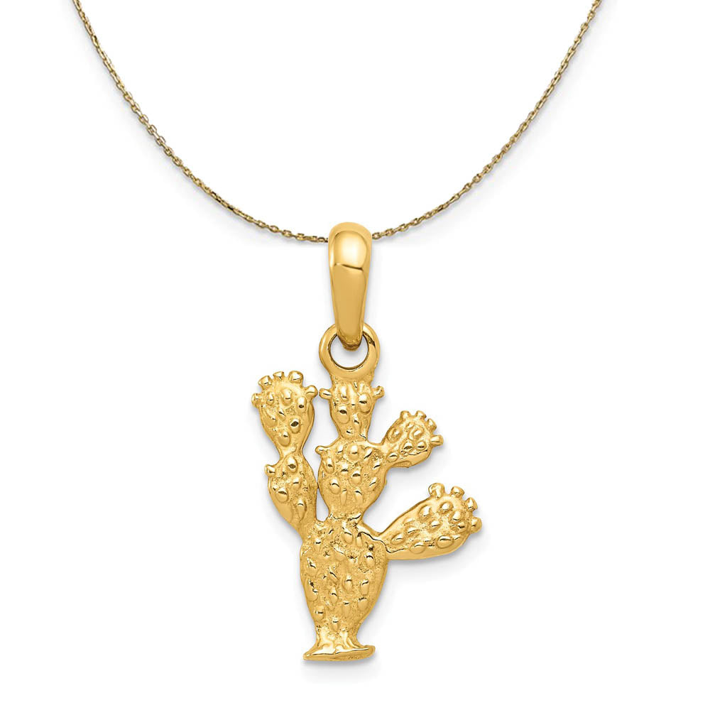 14k Yellow Gold Cactus Necklace, Item N19467 by The Black Bow Jewelry Co.