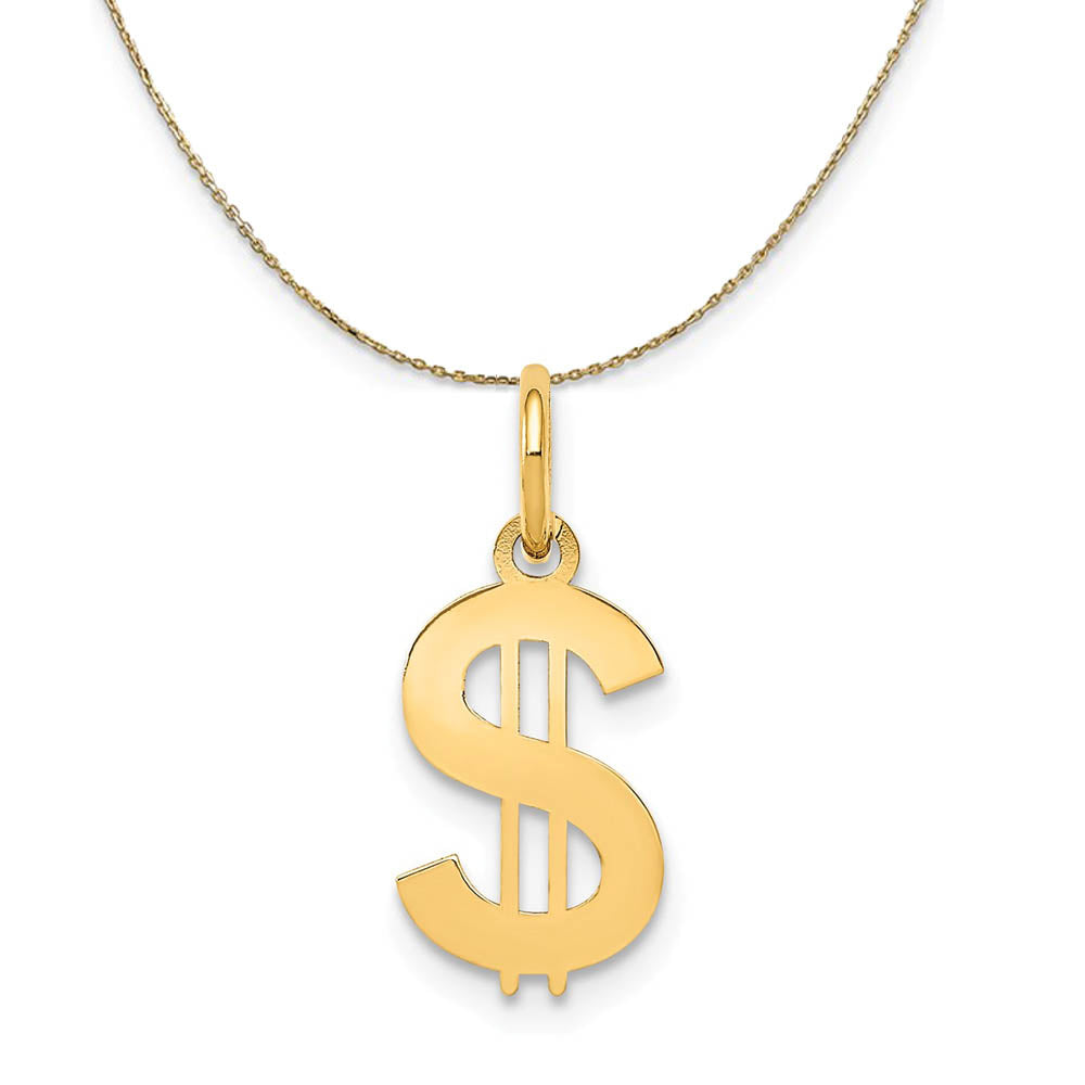 14k Yellow Gold Sm Polished Dollar Sign Necklace, Item N19471 by The Black Bow Jewelry Co.